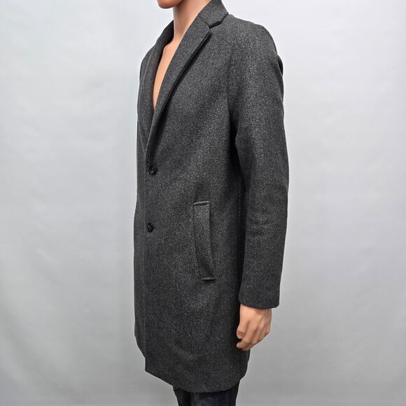 Zara 4 Way Coat Men M Gray 4-Way Stretch Knee Long Pea coat Overcoat Polyester - Picture 6 of 13